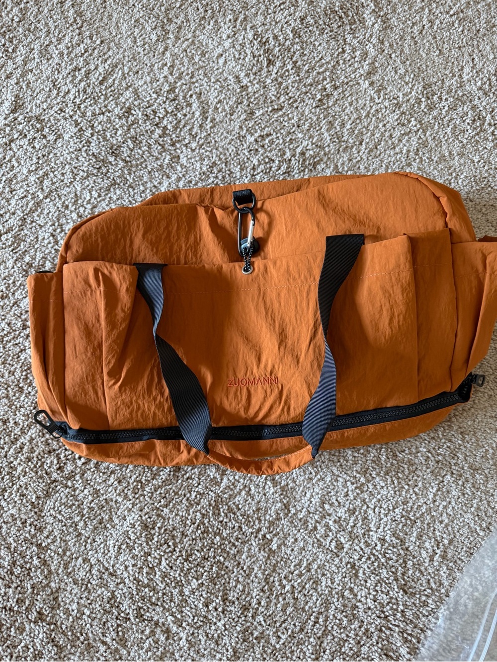 Orange Tote Bag with Black Handles